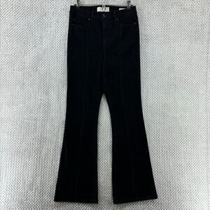Anne Klein Jeans Women 6 Black High Rise Flare Leg Hem Front Slit Stretch